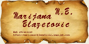 Marijana Blažetović vizit kartica